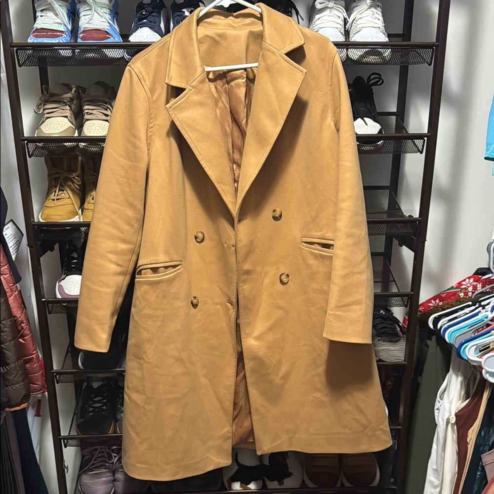 Stylish Tan Double-Breasted Coat